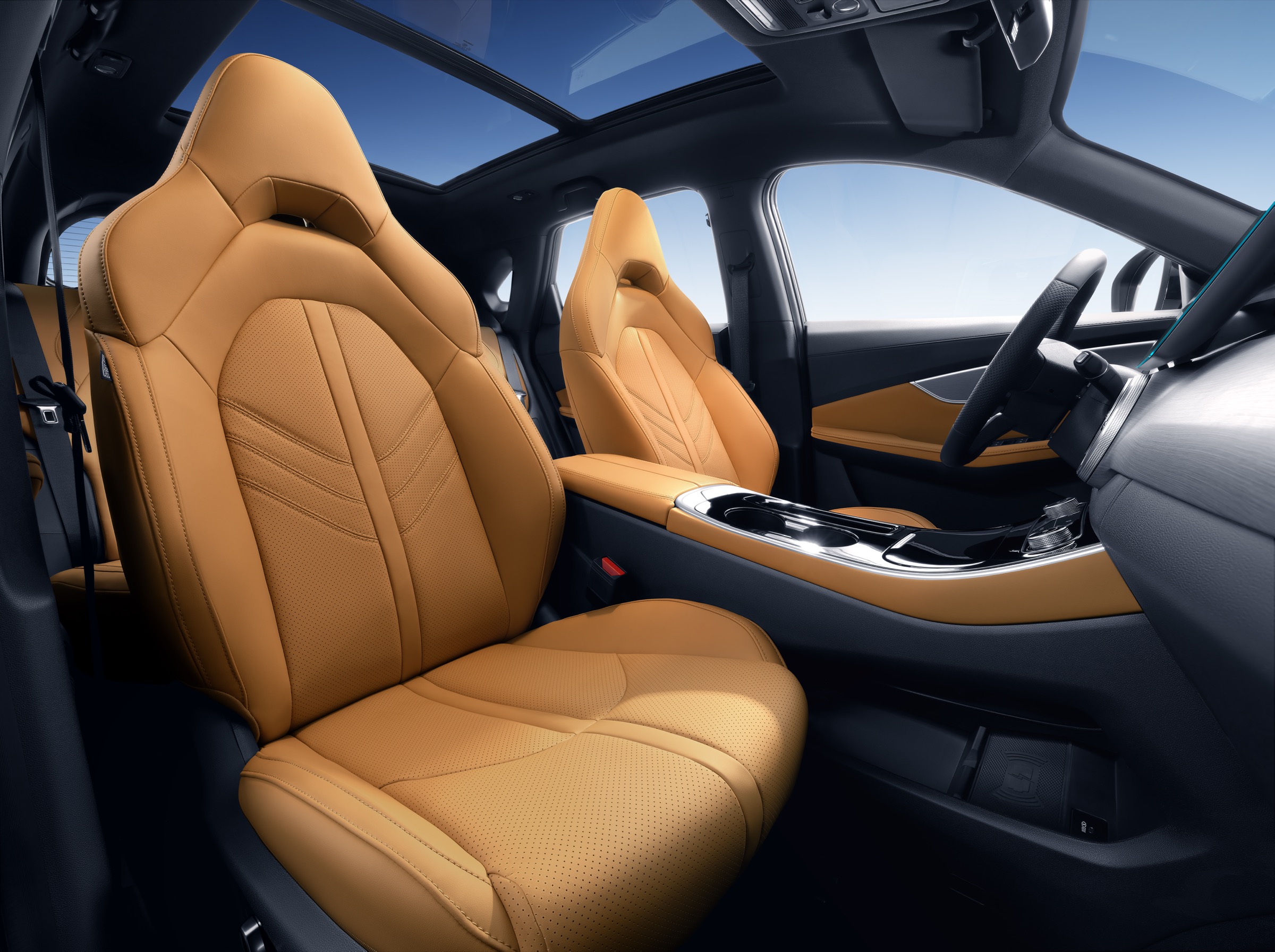 Forthing Friday tan leather perforated bucket seats